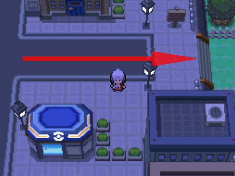 From Jubilife City, head out the eastern entrance onto Route 203. / Pokémon Platinum