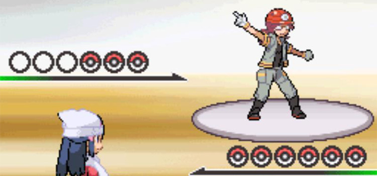 Battling Roark in Oreburgh Gym (Pokémon Platinum)