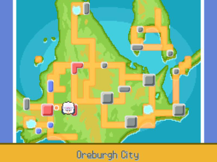 Oreburgh City on the Town Map / Pokémon Platinum