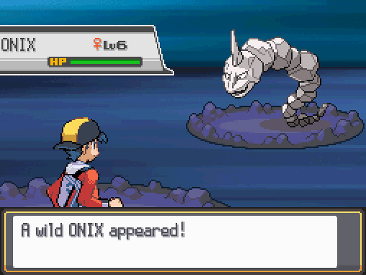 A wild Onix encountered in Union Cave / Pokémon HGSS