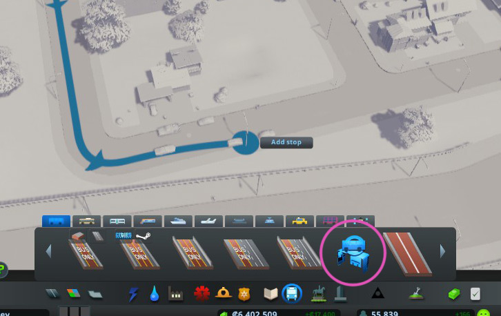 Add bus stops along the road using the Bus Line tool. / Cities: Skylines