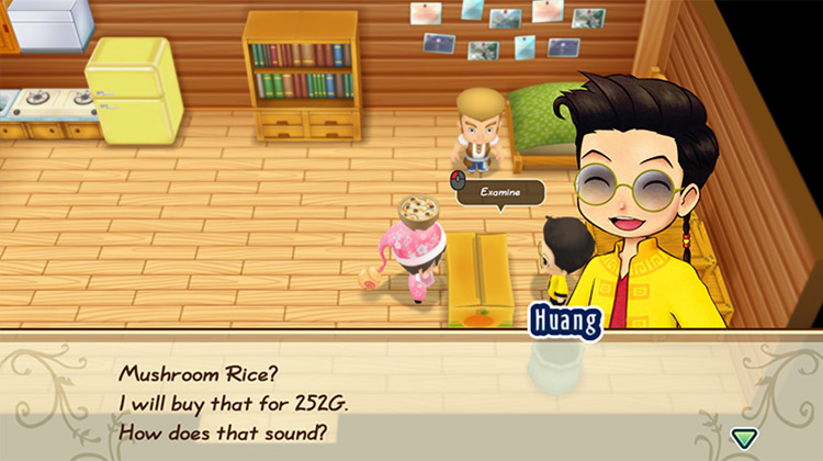 Huang offers to buy Mushroom Rice from the farmer. / Story of Seasons: Friends of Mineral Town