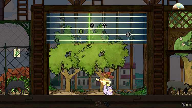 You can play the “Plantasia Fantastica” song to help the trees grow fruit faster. / Spiritfarer