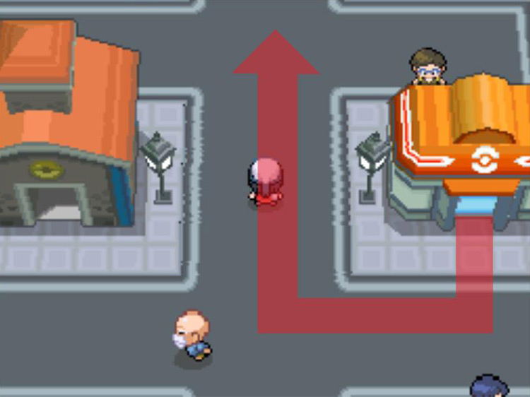 Going north out of Jubilife City from the Poké Center. / Pokémon Platinum