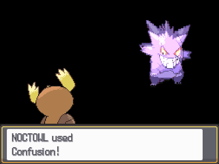 Noctowl using Confusion against Morty’s Gengar / Pokémon HGSS