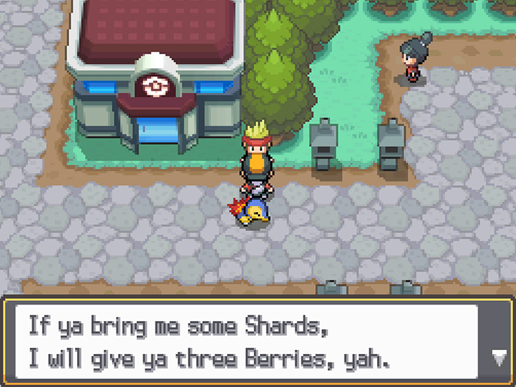 The Juggler in Violet City, offering Berries for Shards / Pokémon HGSS