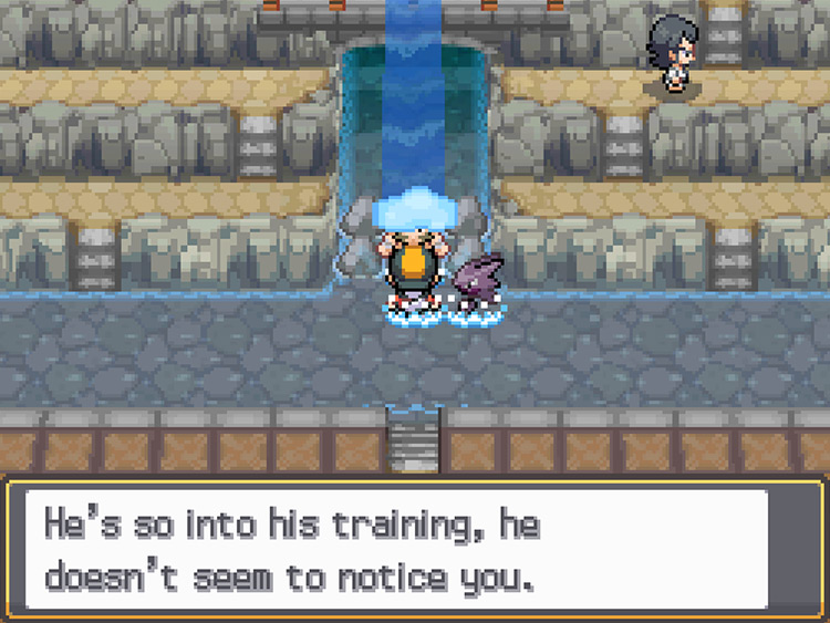 Chuck the Fighting-type Gym Leader, not noticing the Player / Pokémon HGSS