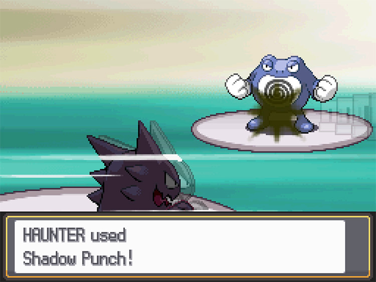 Haunter using Shadow Punch against Poliwrath / Pokémon HGSS