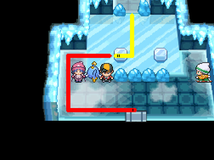 The solution for the second Gym Room, labeled in order / Pokémon HGSS