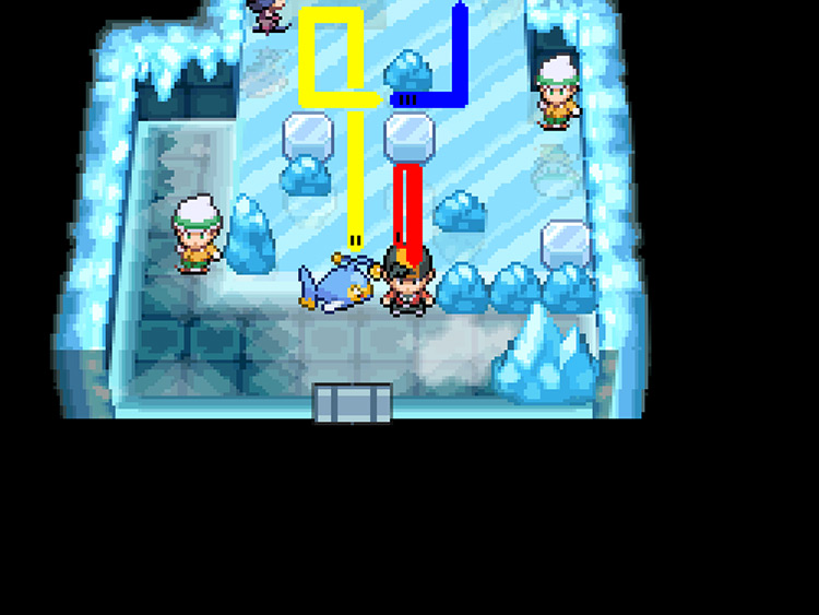The solution for the third Gym Room, labeled in order / Pokémon HGSS