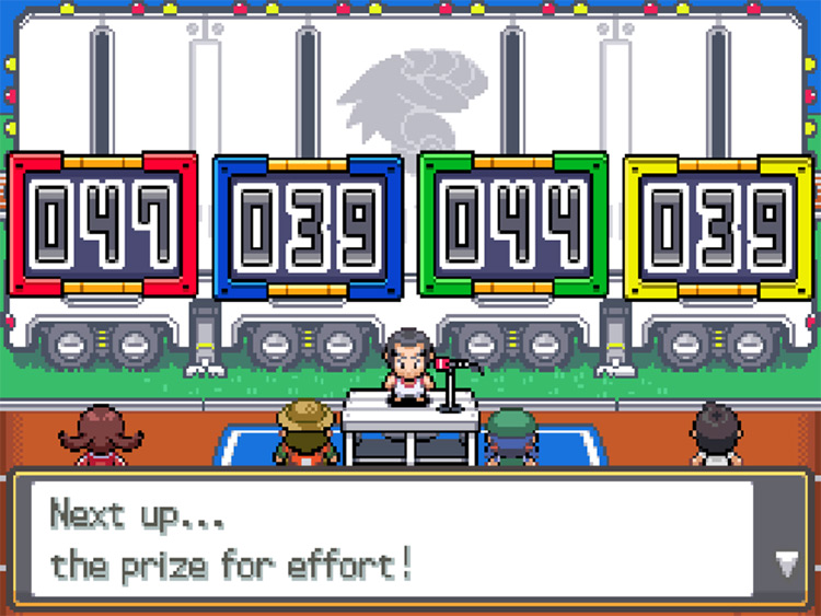 The awarding of an effort bonus before the final score tally / Pokémon HGSS