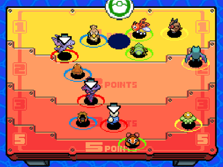 The player’s Pokémon highlighted with arrows and red circles / Pokémon HGSS