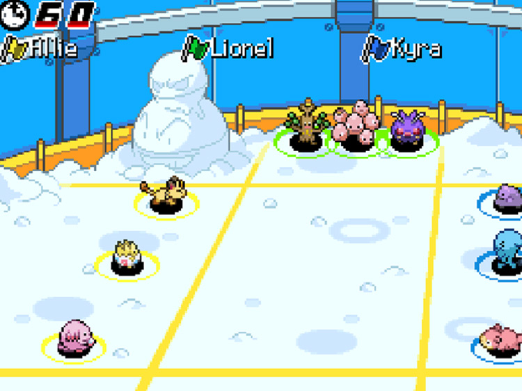 The interface for the Snow Throw event / Pokémon HGSS