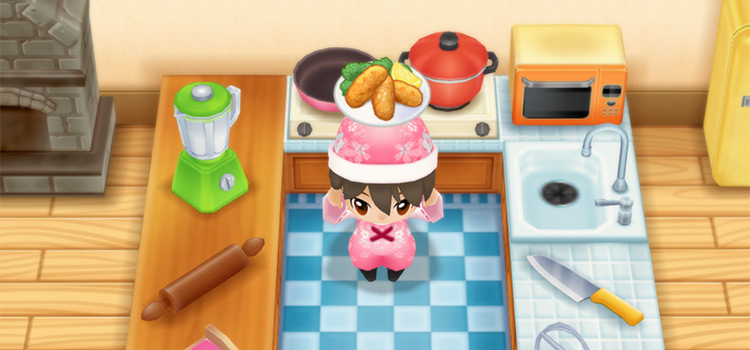 Holding a plate of Fish Fritters in SoS:FoMT