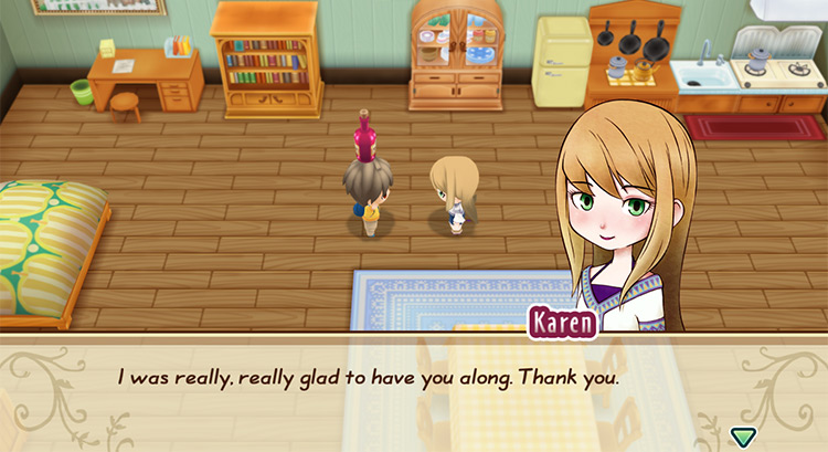 The farmer participates in Karen’s purple heart event. / Story of Seasons: Friends of Mineral Town