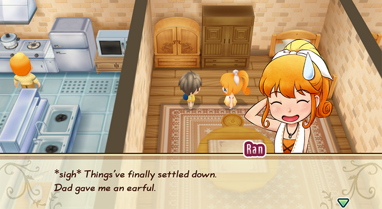 The farmer participates in Ran’s purple heart event. / Story of Seasons: Friends of Mineral Town