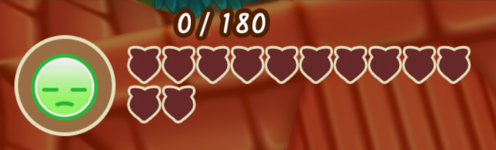 Close-up of the fatigue status bar at a low level. / Story of Seasons: Friends of Mineral Town