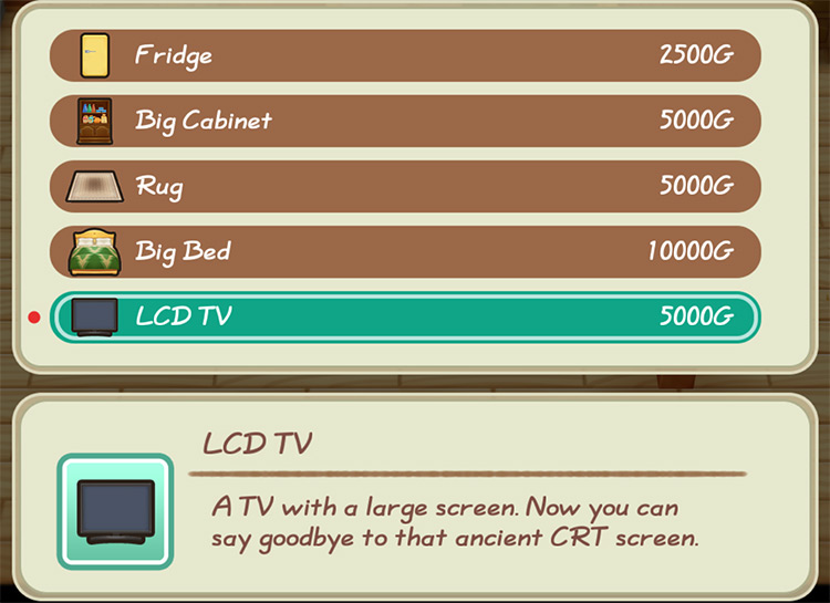 The farmer buys the LCD TV in Gotts’ workshop. / Story of Seasons: Friends of Mineral Town