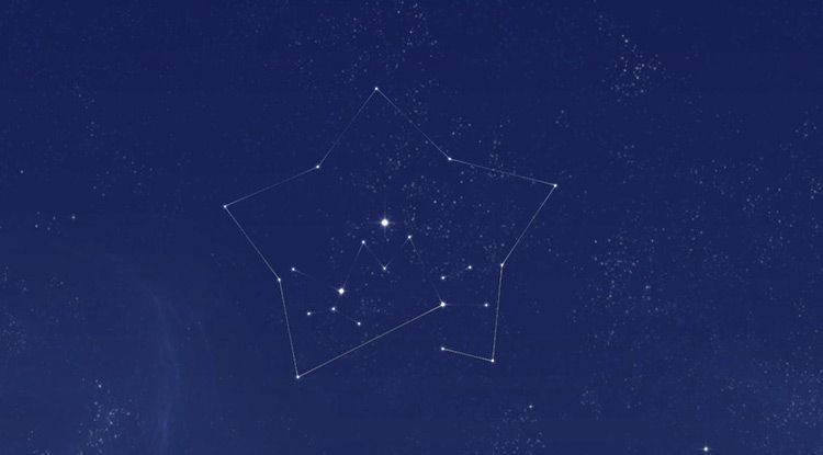 Stella’s constellations in the sky after going through the Everdoor. / Spiritfarer