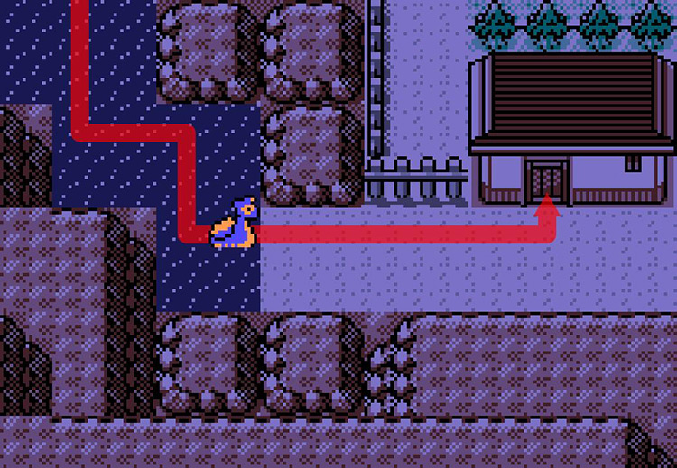 Approaching the Dragon Shrine in the Dragon’s Den (south). / Pokémon Crystal