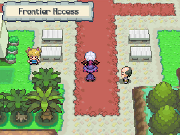 The player entering the Frontier Access from the Route 40 entrance / Pokemon HGSS