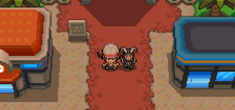 Standing at the Battle Frontier Access Area with a Houndoom (HeartGold)