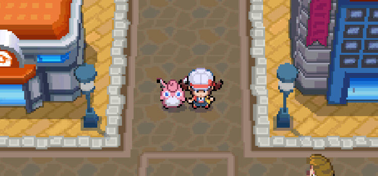 Outside the Goldenrod Dept. Store with a Wigglytuff