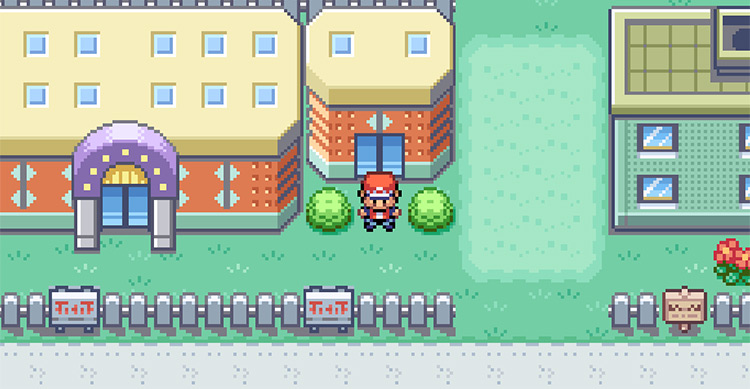 Outside of the Rocket Game Corner’s Prize Exchange building in Celadon City / Pokémon FireRed and LeafGreen