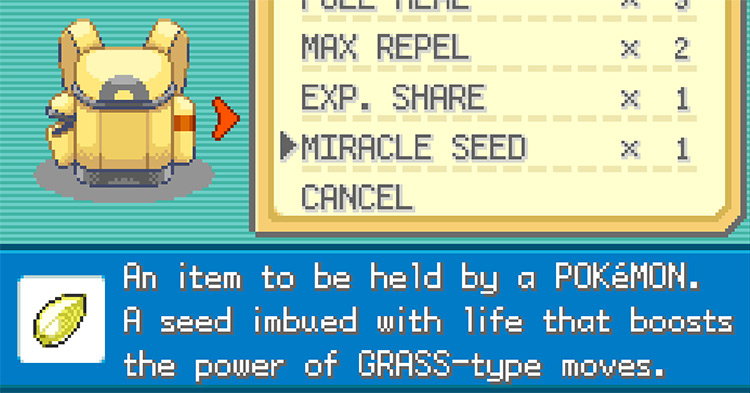 The Miracle Seed’s Description in Pokémon FireRed and LeafGreen / Pokémon FireRed and LeafGreen