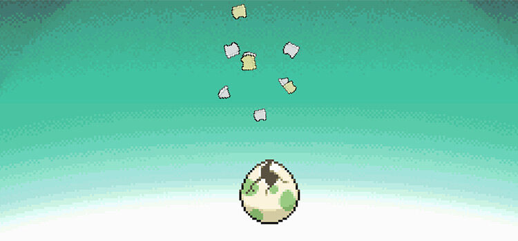 A Pokémon egg hatching in Pokémon HeartGold