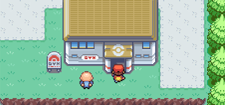 Walking into the Viridian City Gym in FireRed