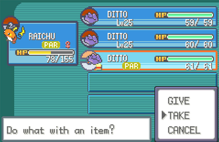 Taking the Metal Powder from Ditto after catching it / Pokémon FireRed and LeafGreen