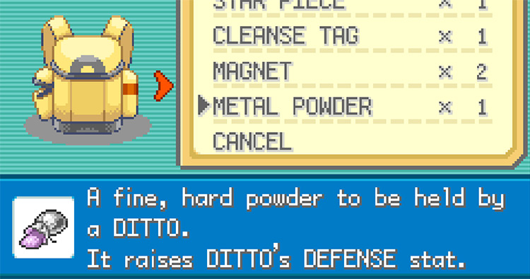 The Metal Powder’s Description in Pokémon FireRed and LeafGreen / Pokémon FireRed and LeafGreen
