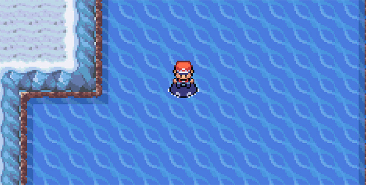 Surfing inside of the Seafoam Islands cave, looking for Wild Dewgong / Pokémon FireRed and LeafGreen