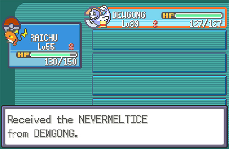 Taking the Never-Melt Ice from Dewgong after catching it / Pokémon FireRed and LeafGreen