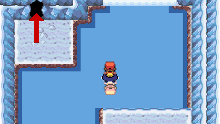 Surf to this hole as soon as you enter Icefall Cave / Pokémon FireRed and LeafGreen