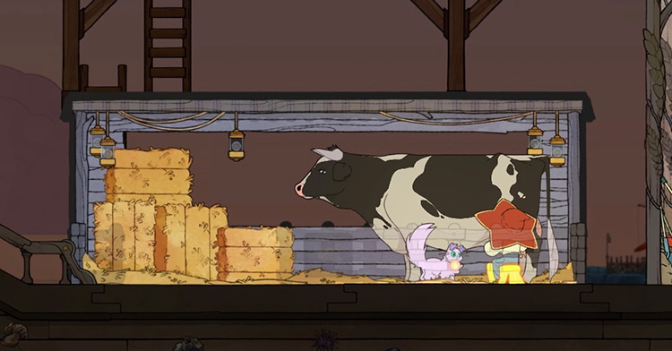 Interact with the cow to milk it / Spiritfarer