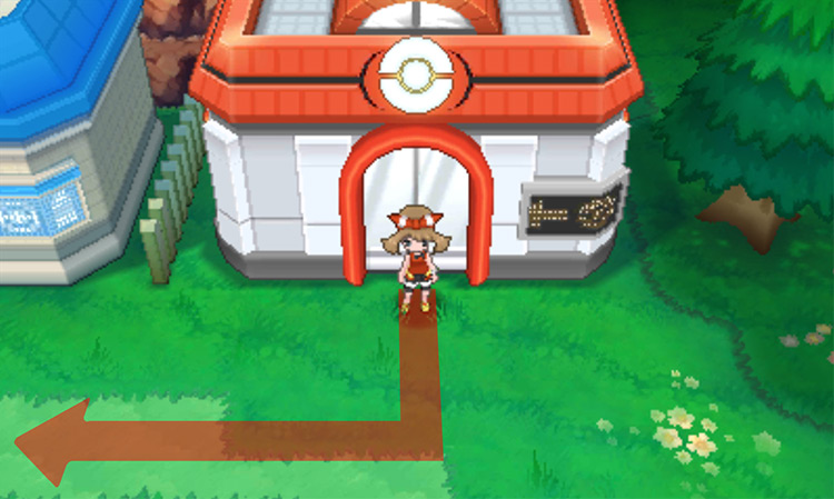 In front of Verdanturf Town’s Pokémon Center / Pokémon Omega Ruby and Alpha Sapphire