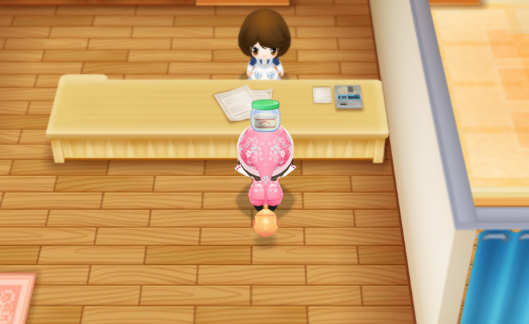 The farmer buys Caffeine from Elly at the Clinic. / Story of Seasons: Friends of Mineral Town