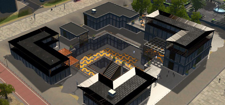 Sunken Plaza Shopping Mall Building in Cities: Skylines