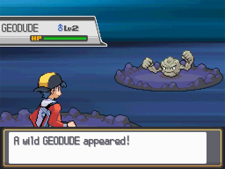 A wild Geodude encountered in Dark Cave / Pokémon HGSS