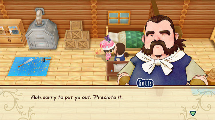 The farmer gives Gotts Wild Grapes as a gift. / Story of Seasons: Friends of Mineral Town