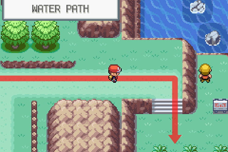 Entering the Water Path, east of Six Island / Pokémon FireRed and LeafGreen