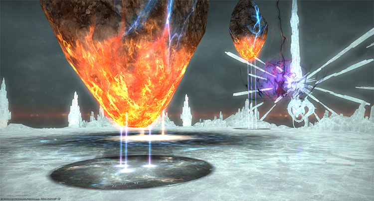 Meteors crashing into the arena / Final Fantasy XIV