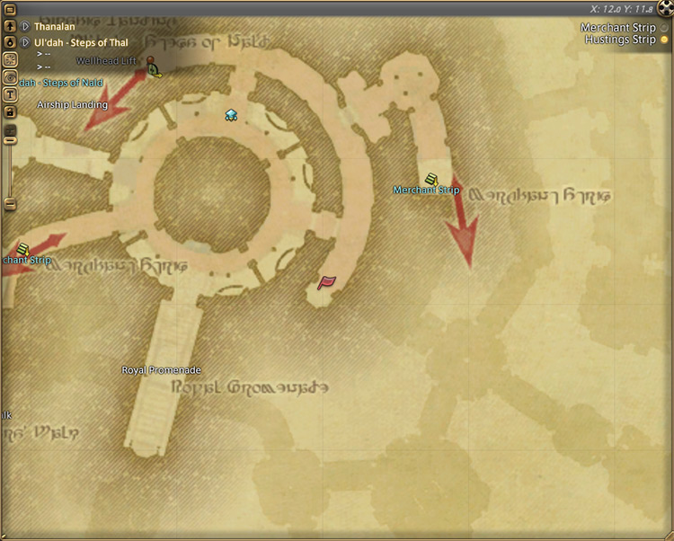 Julyan’s map location in Ul’dah - Steps of Thal / Final Fantasy XIV