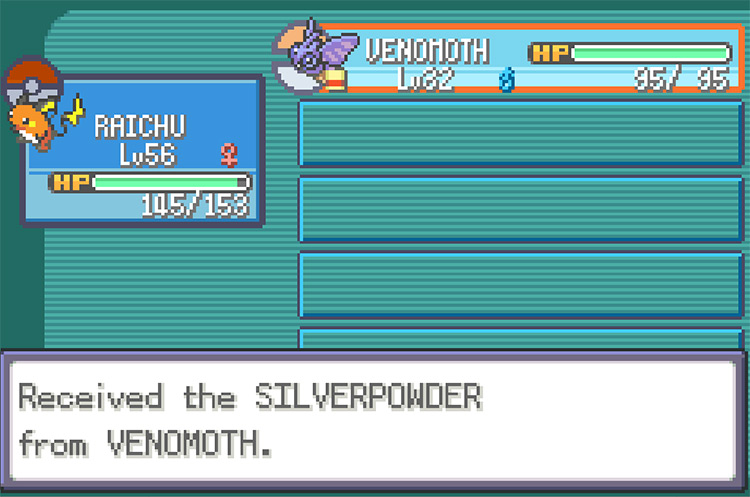 Taking the Silver Powder from Venomoth after catching it / Pokemon FRLG