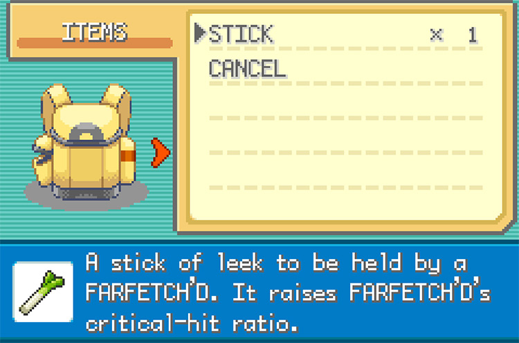 The Stick’s description in Pokémon FRLG