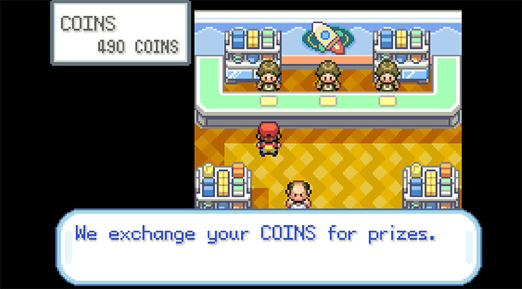 Exchanging Game Coins for prizes in the Rocket Game Corner prize exchange / Pokemon FRLG