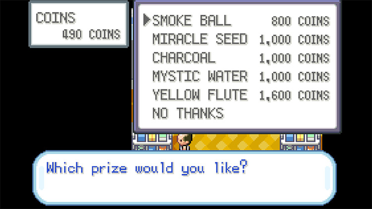 Buying a Smoke Ball from the prize exchange in the Rocket Game Corner / Pokemon FRLG