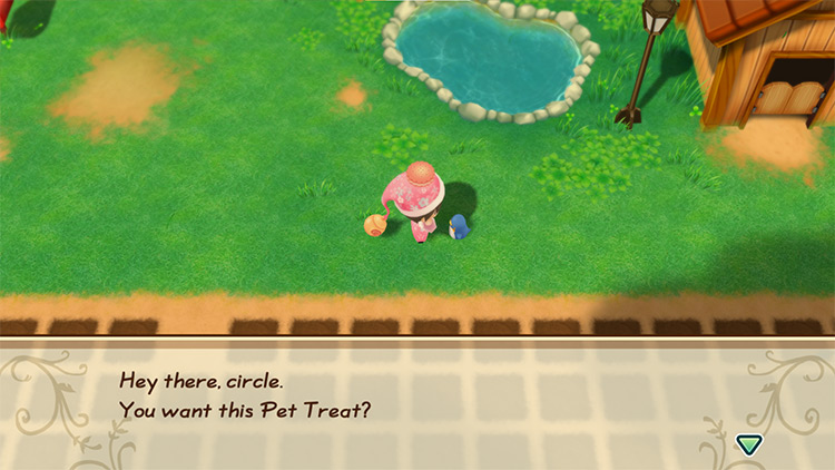 The farmer gives a Penguin treats. / Story of Seasons: Friends of Mineral Town